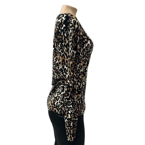 Talbots Pure Merino Wool Leopard Print Sweater Long Sleeve Pullover Womens M - Picture 5 of 11